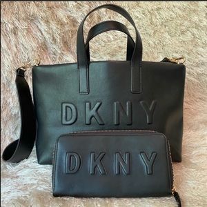 DKNY Debossed Vegan Leather Tote